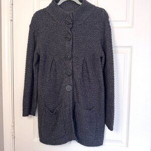 Curio | Sweater | Gray | 100% Acrylic | Large Buttons with Leather Bows | Size M